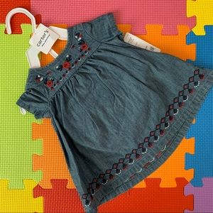 Carter’s denim baby girls dress with embroidery